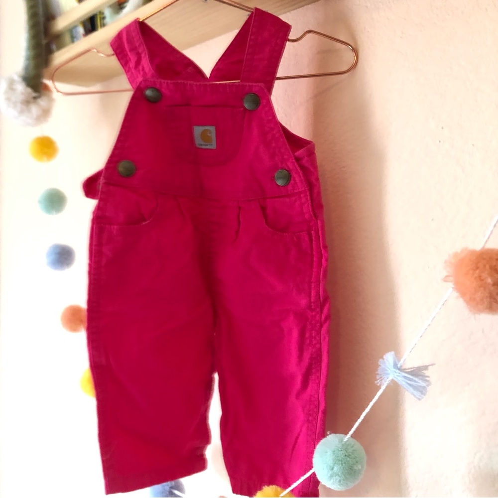 2/$10 Girls Hot Pink Carhartt Overalls